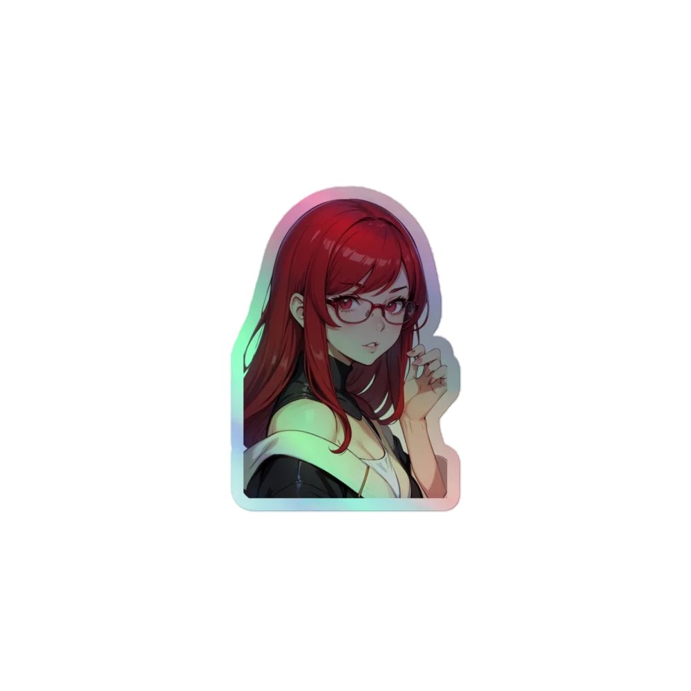 (RED WAIFU) HOLOGRAPHIC" STICKERS product image (1)
