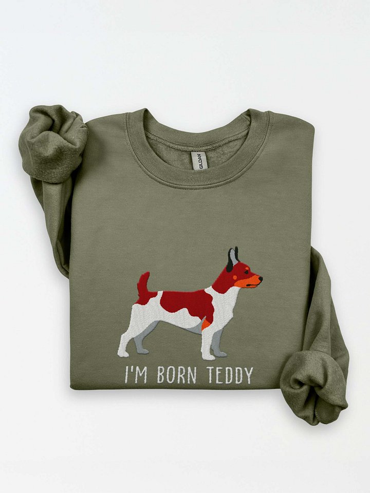 I'm Born Teddy Sweatshirt(Embroidered) of a Theodore Roosevelt Terrier(Red Tricolor) product image (1)