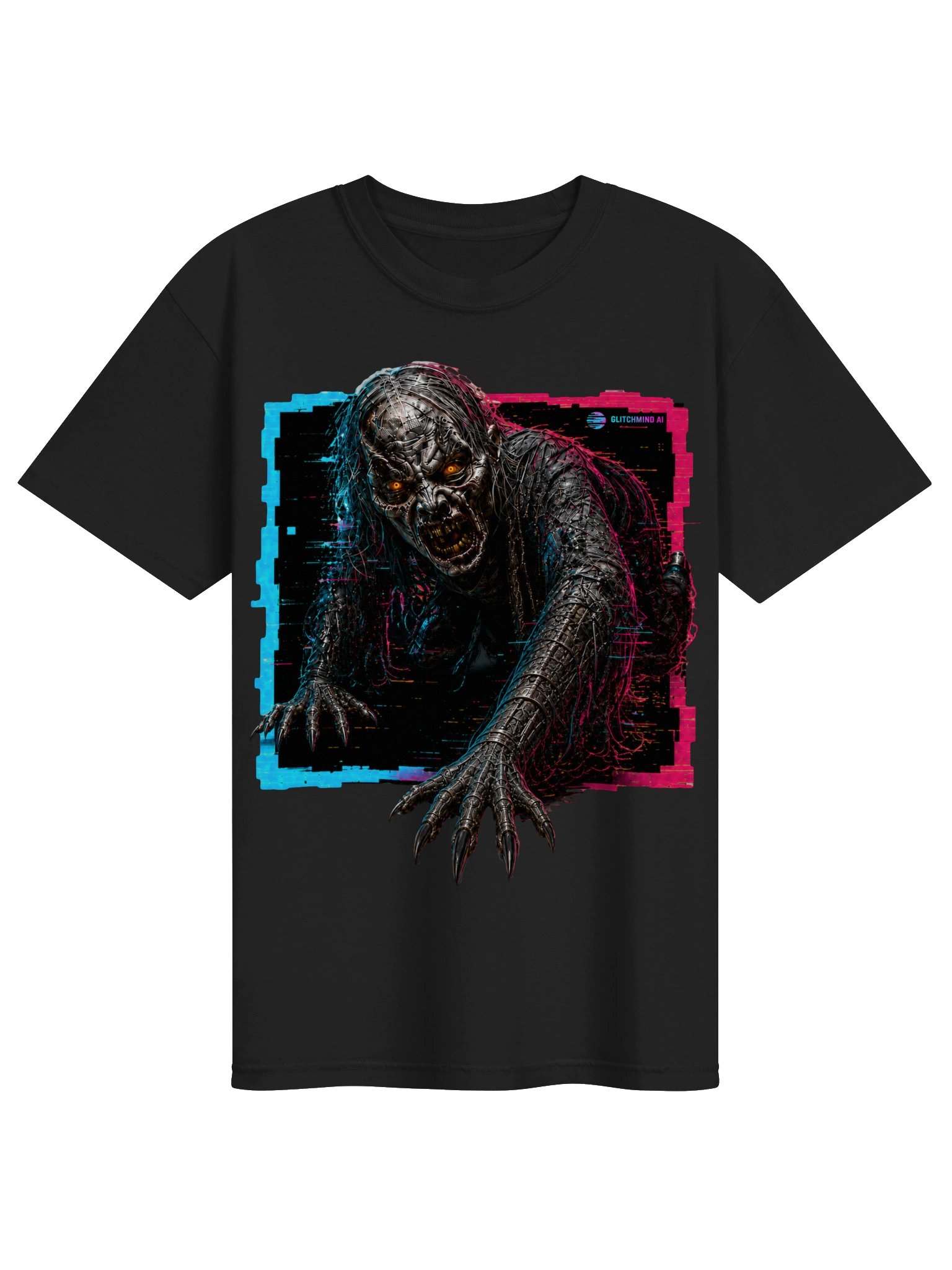 GlitchMind AI — Crawling Ghoul Back Graphic Tee product image (1)