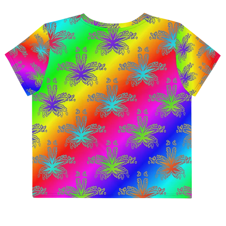 Neon Rainbow Reefer Rave Cannabis Leaf Art All-Over Print Crop Tee product image (2)