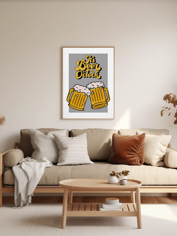 It's Beer O'Clock Wall Art - Fun Beer Poster for Bar Decor, Vintage-Style Typography, Man Cave or Home Bar Decor, Beer Lover Gift Men Guys product image (2)