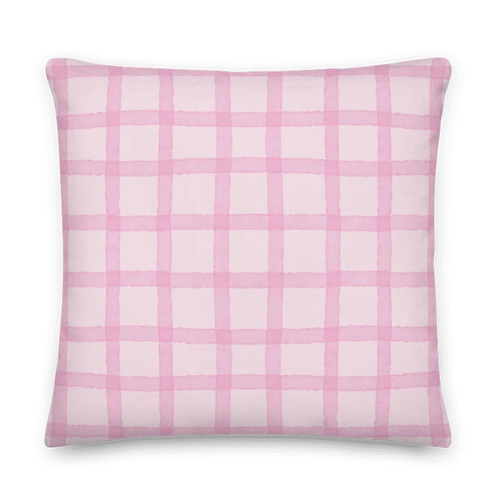 SOFT PINK GINGHAM WATERCOLOR COTTAGE PILLOW product image (1)