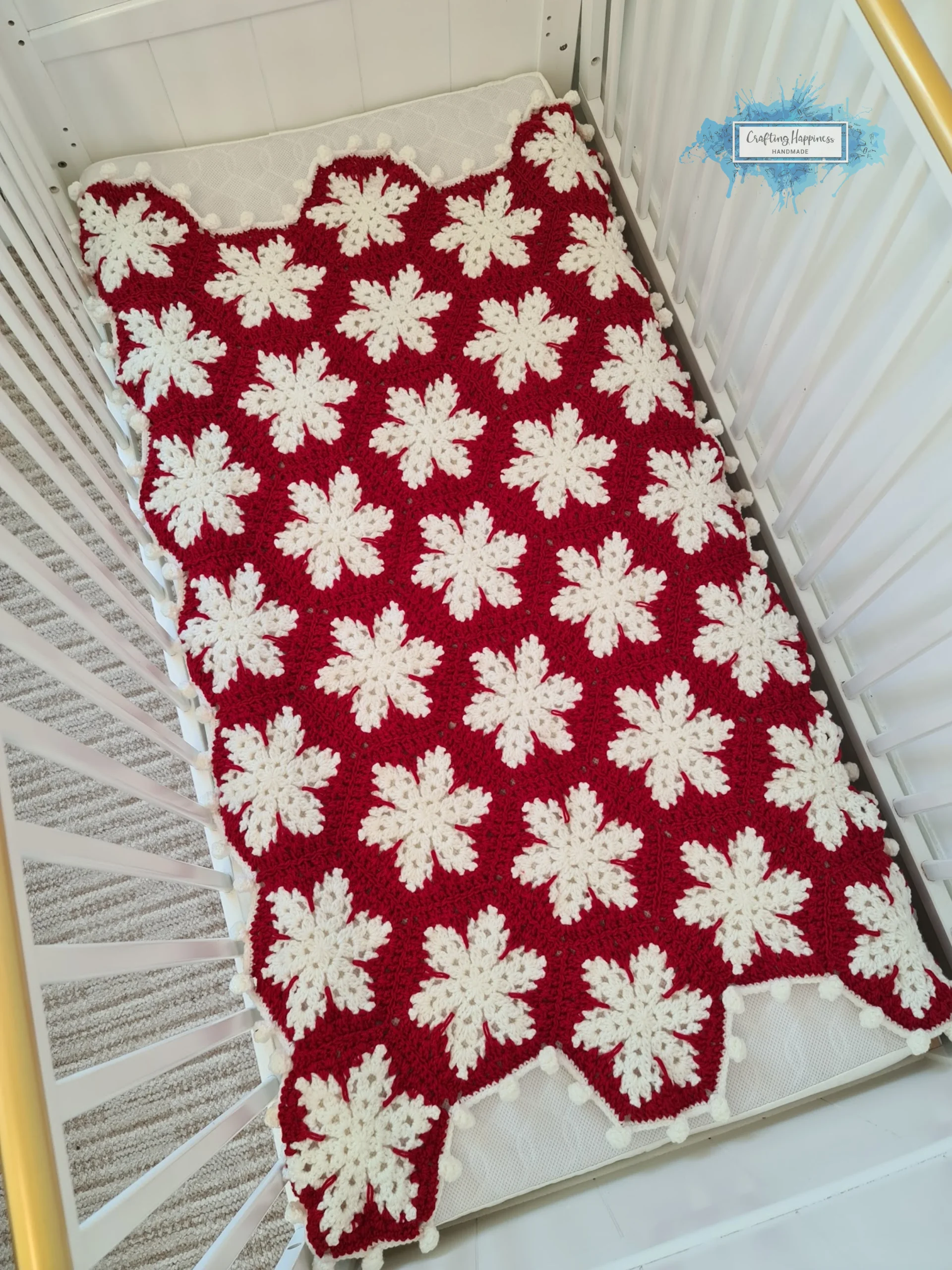 Crochet Snowflake Baby Blanket Pattern | Hexagon Lapghan (PDF Pattern) product image (4)
