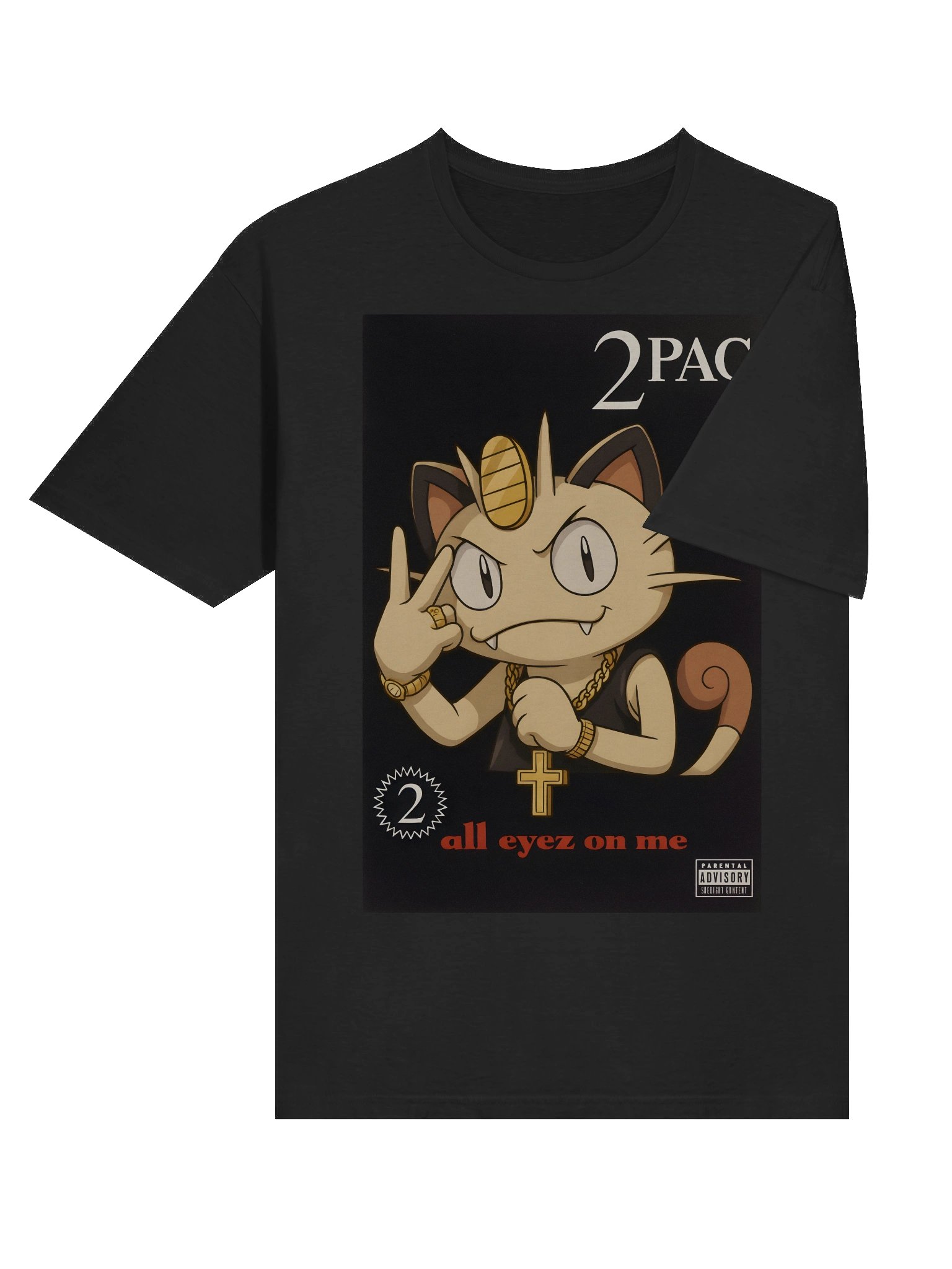 Meowth "All Eyez on Me" Parody T-Shirt – Pokémon × Tupac Album Cover Mashup product image (6)