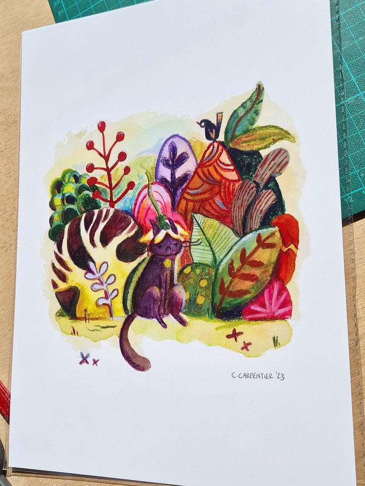 Flower Petal Cat Print A4 product image (1)