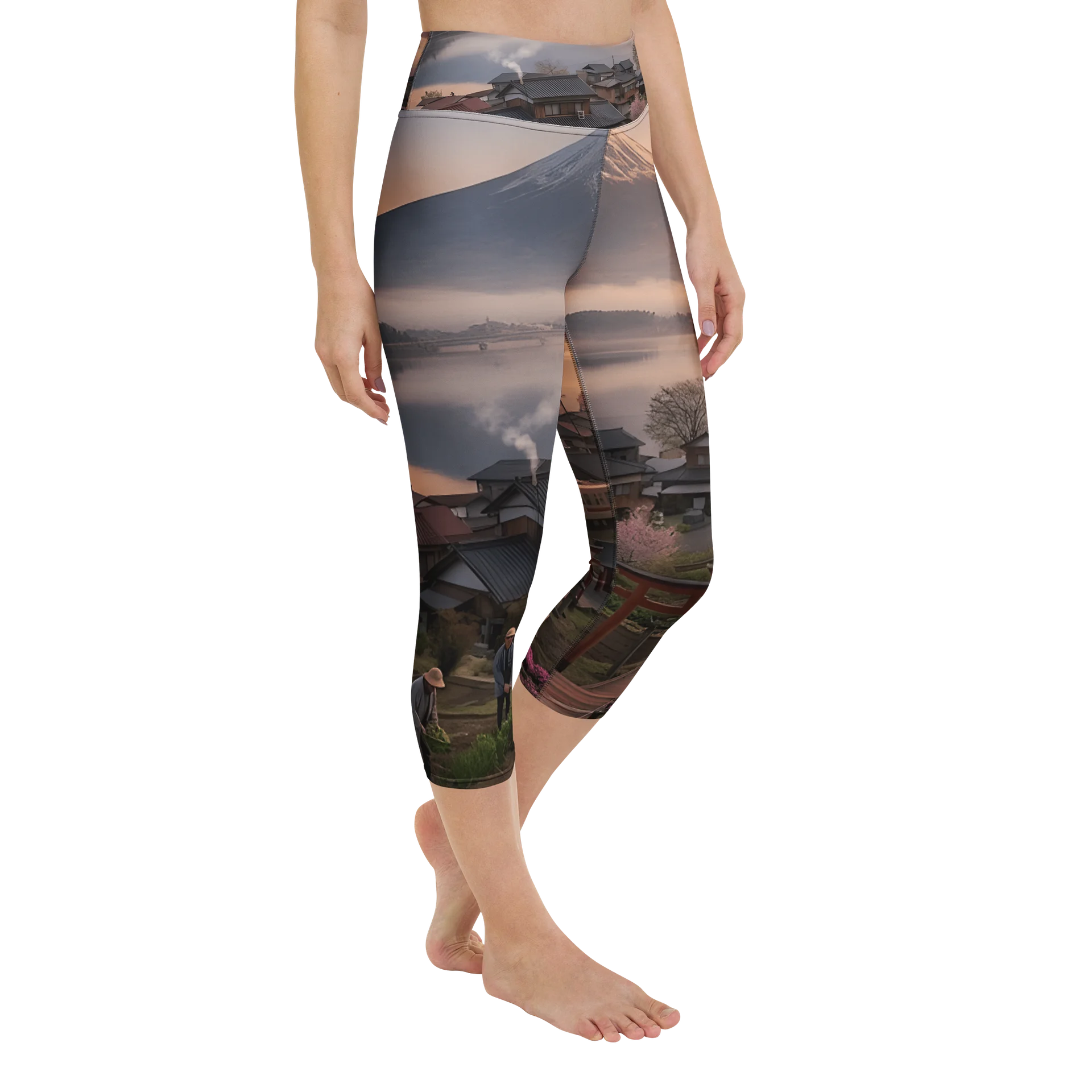 Mount Fuji Yoga Capri Leggings | High-Waisted Cropped Tights product image (4)