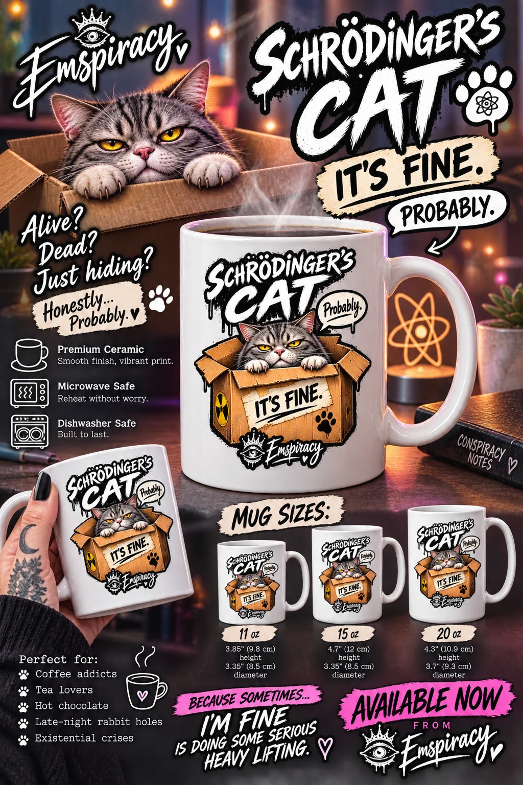 SCHRÖDINGER’S CAT IT’S FINE. PROBABLY. product image (1)