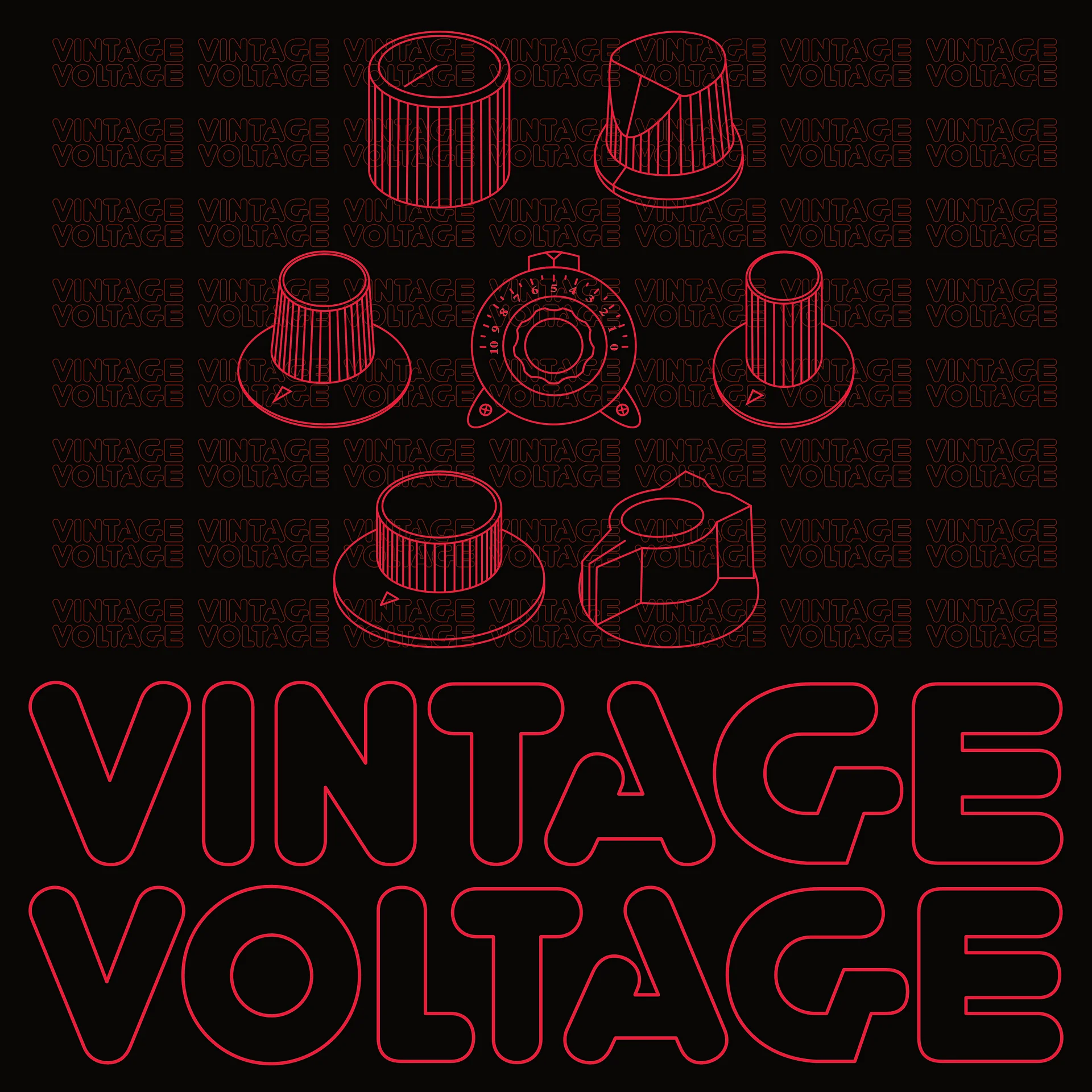 Synthesis Icons T-Shirt - (7 Iconic Synth Knobs) RUBY product image (3)