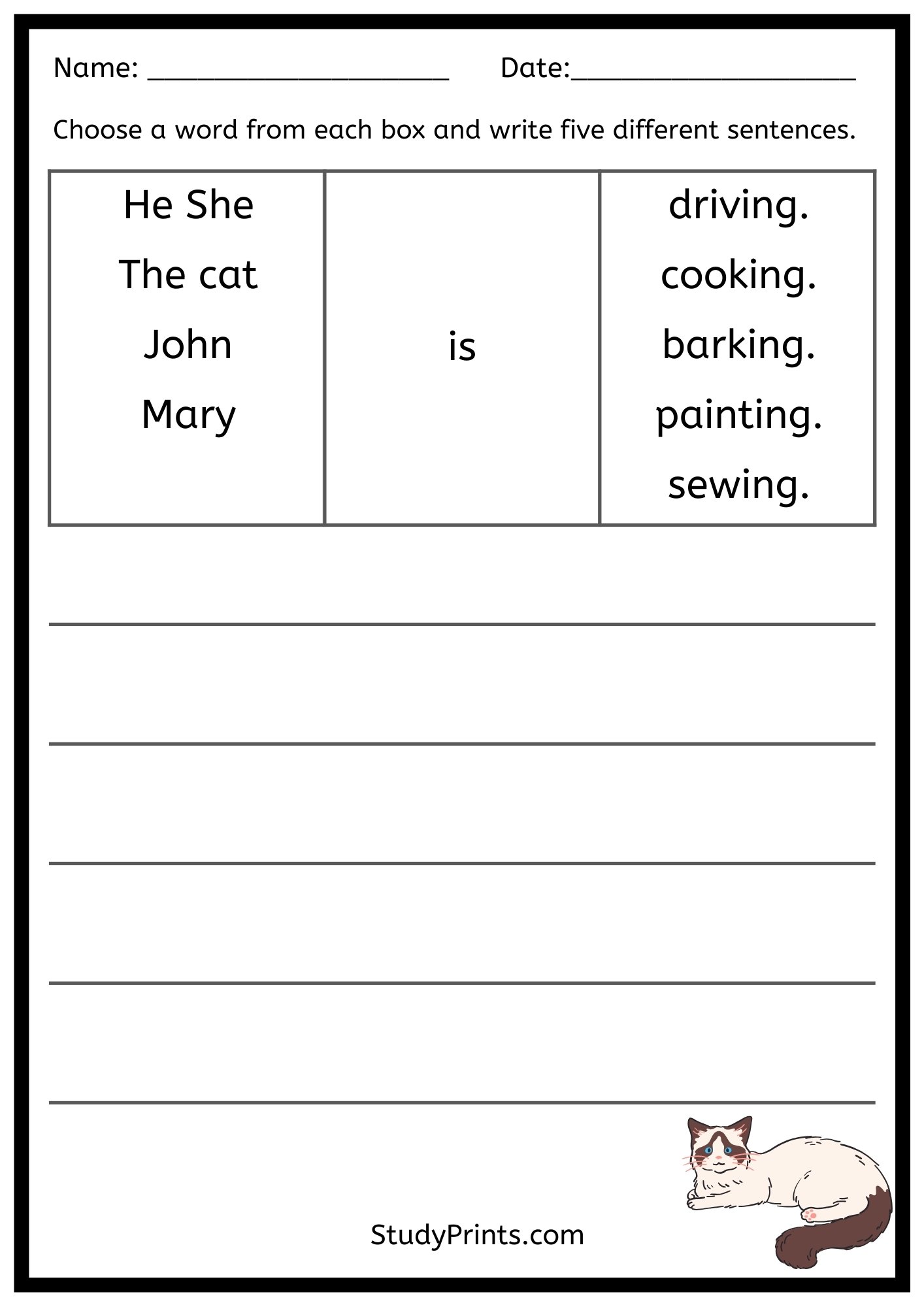 Simple Sentences for Beginners Worksheet product image (1)