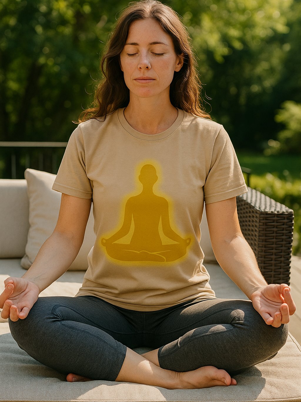 Peace in Practice – Golden Meditation Silhouette Tee | Sand product image (5)