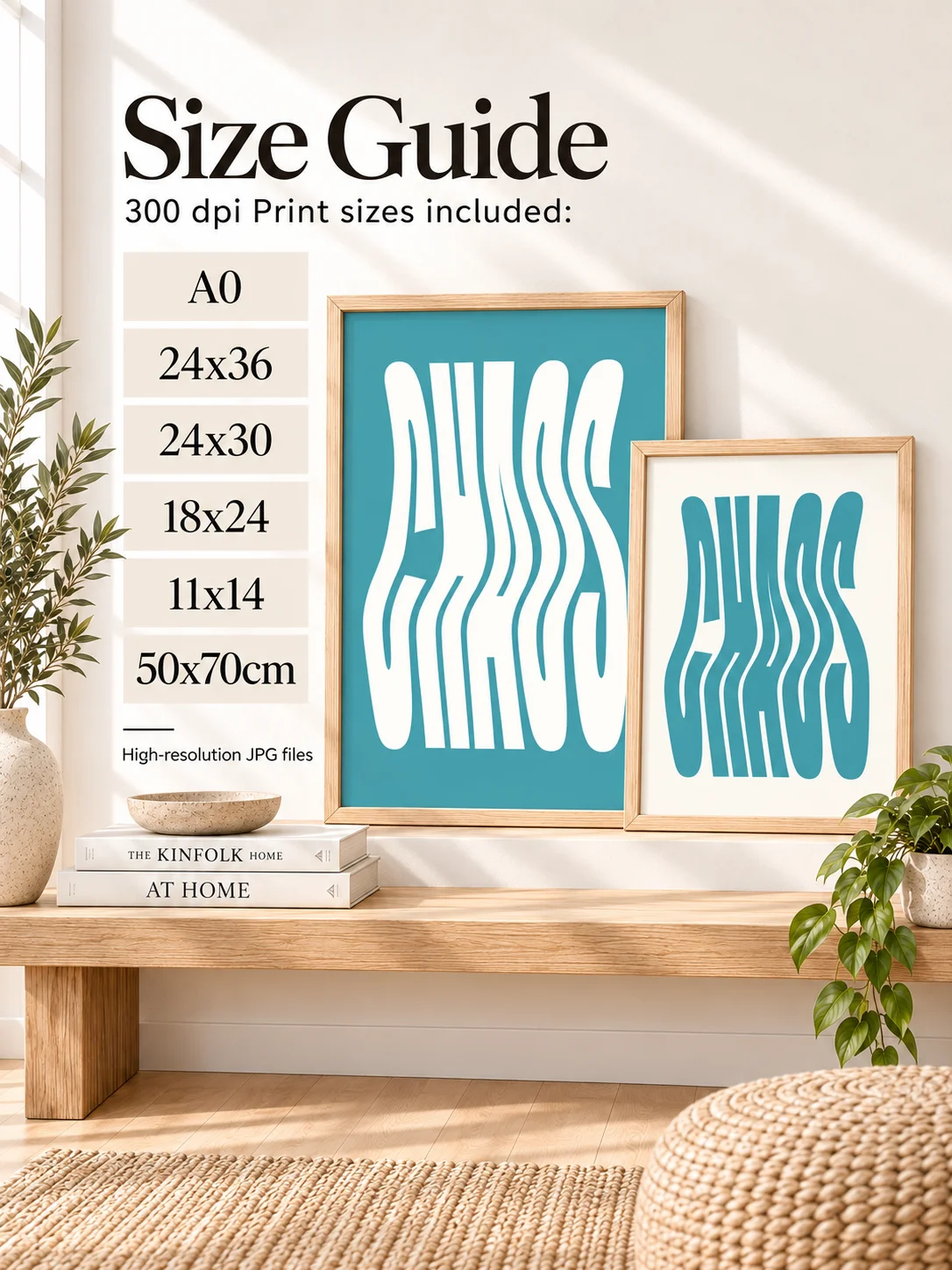 CHAOS Wavy Typography Poster Teal Printable Wall Art Retro Y2K Digital Download Abstract Statement Dorm Decor Minimalist product image (3)