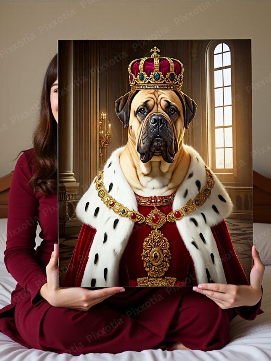 Custom Pet Portrait with King Outfit and Crown – Royal Digital Pet Art – Funny Pet Gift – Printable Dog or Cat Portrait product image (6)