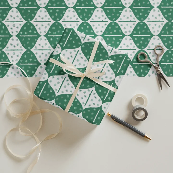 Flutes and Snowflakes - Piccolo - Green Gift Wrap Paper Sheets product image (2)