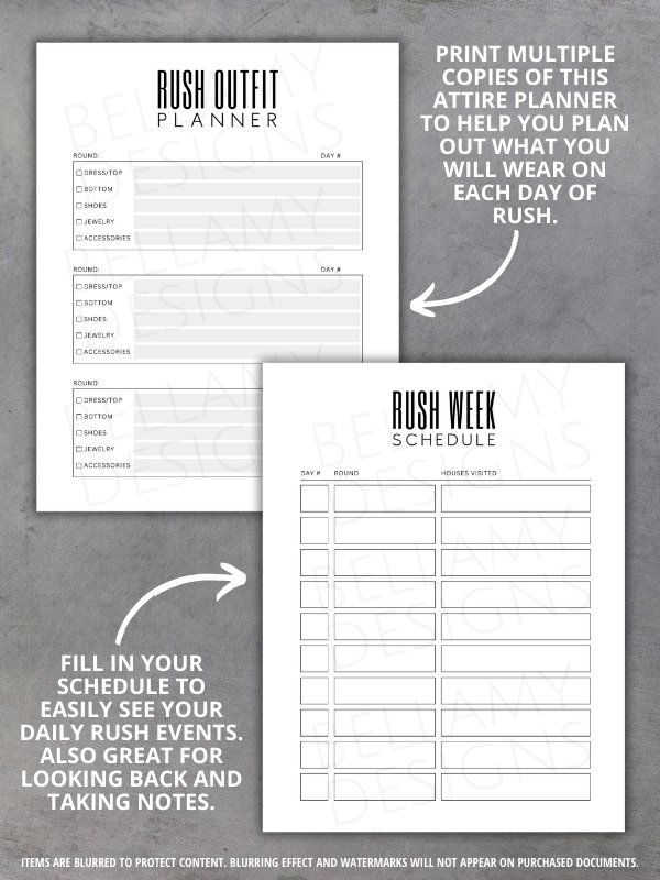 Sorority Recruitment Organizer, Sorority Rush Organizer, Rush Week Planner Checklist product image (4)
