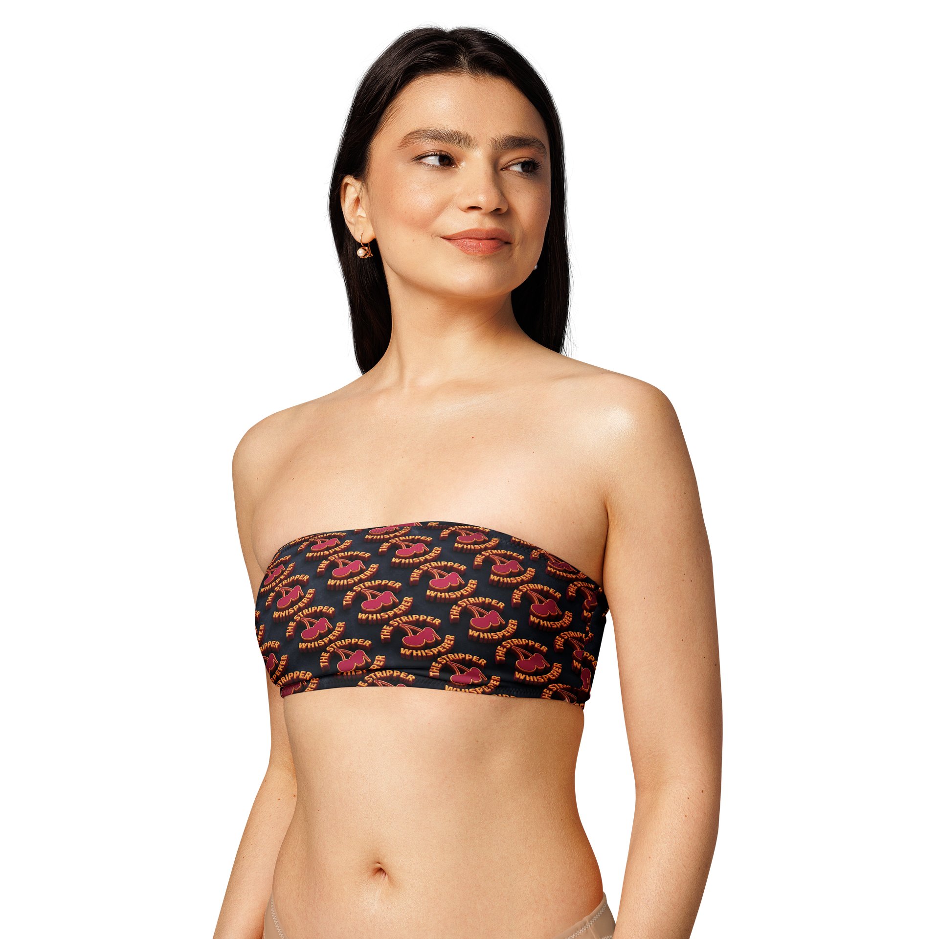 neon cherry all over print recycled bandeau bikini product image (7)