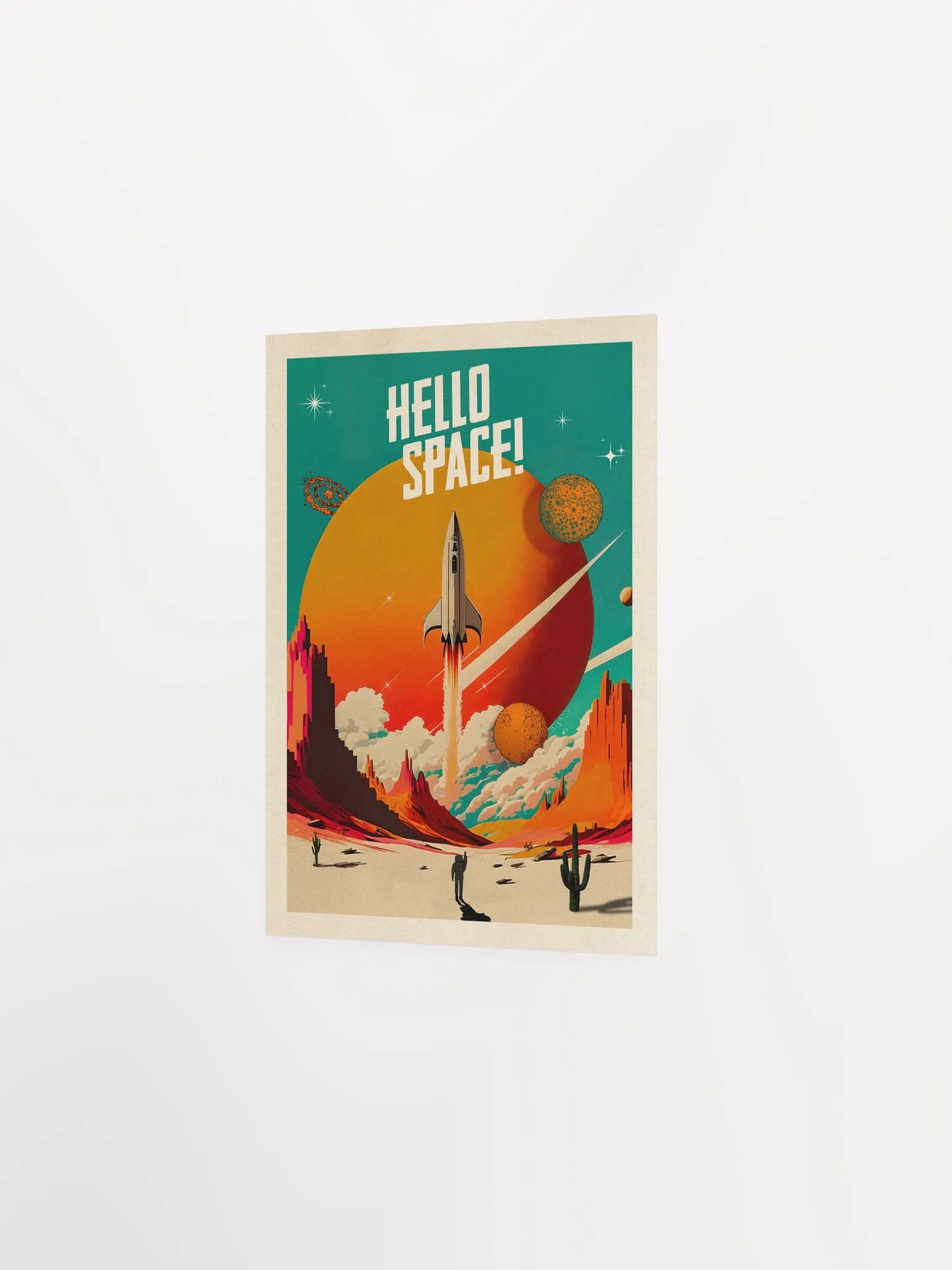 Hello Space! — Vintage space poster, retro space art, propaganda poster, retrofuturism art, retro sci-fi print product image (7)