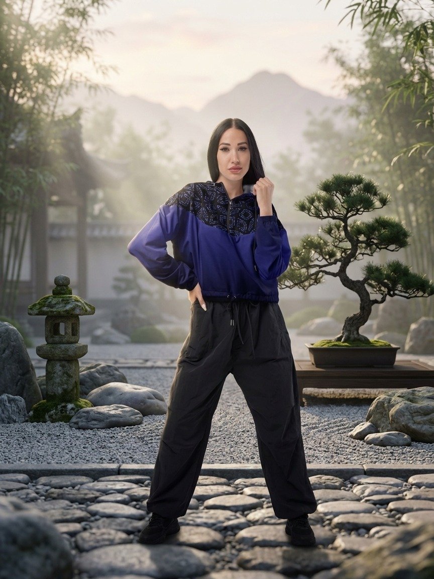 Indigo Circuit Cropped Windbreaker product image (1)