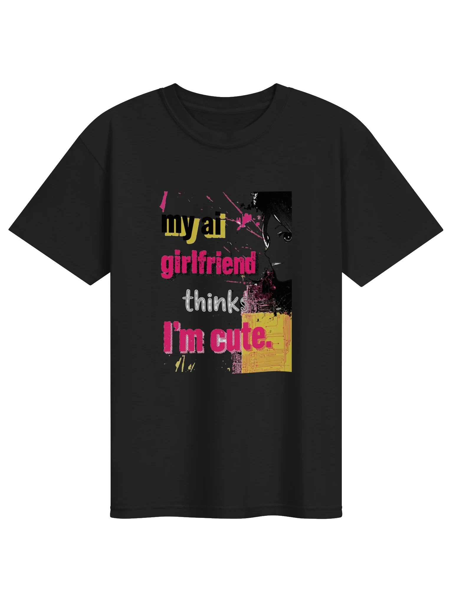 My AI Girlfriend Thinks I'm Cute – Anime Cyberpunk T-Shirt product image (8)