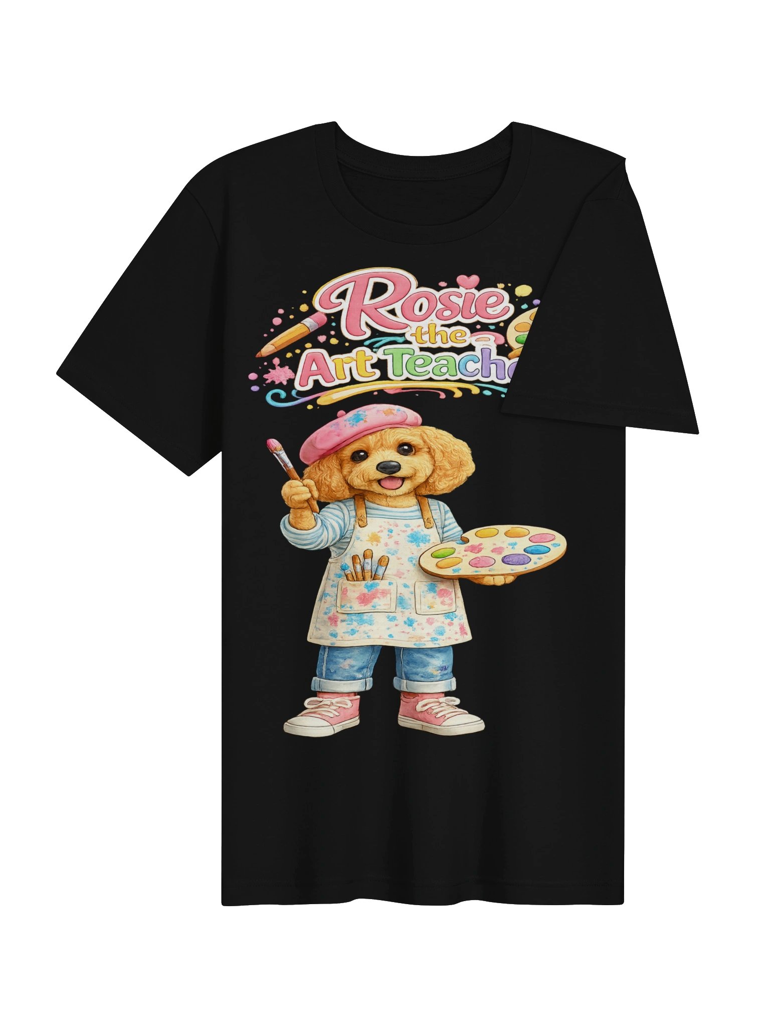 Rosie the Art Teacher Cartoon Dog Adult Tee-shirt product image (4)