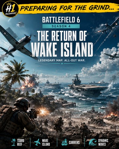 WAKE ISLAND RETURNS

One of the most legendary Battlefield maps is back in Season 4 — and this time, the war goes bigger than...