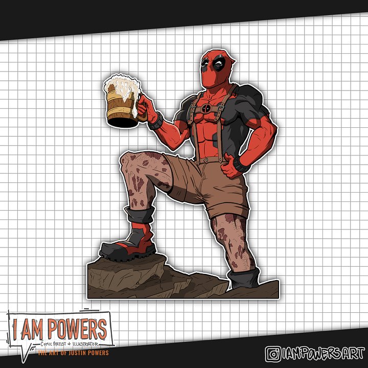 “Lederhosen Pool” | Deadpool Waterproof Vinyl Sticker product image (2)