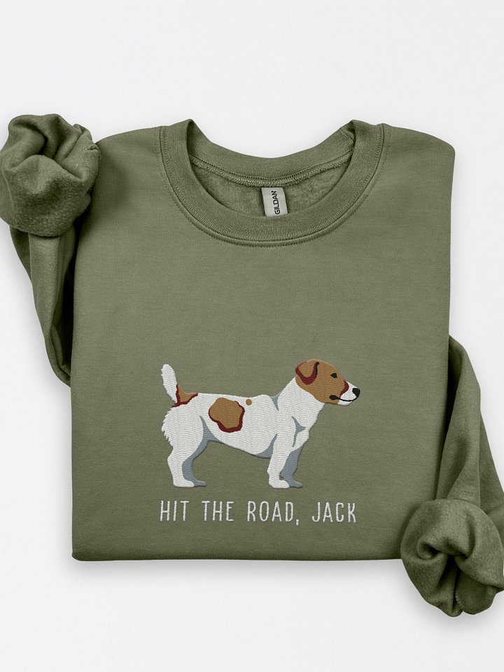 Hit the Road, Jack Sweatshirt (Embroidered) of a Jack Russell Terrier product image (1)