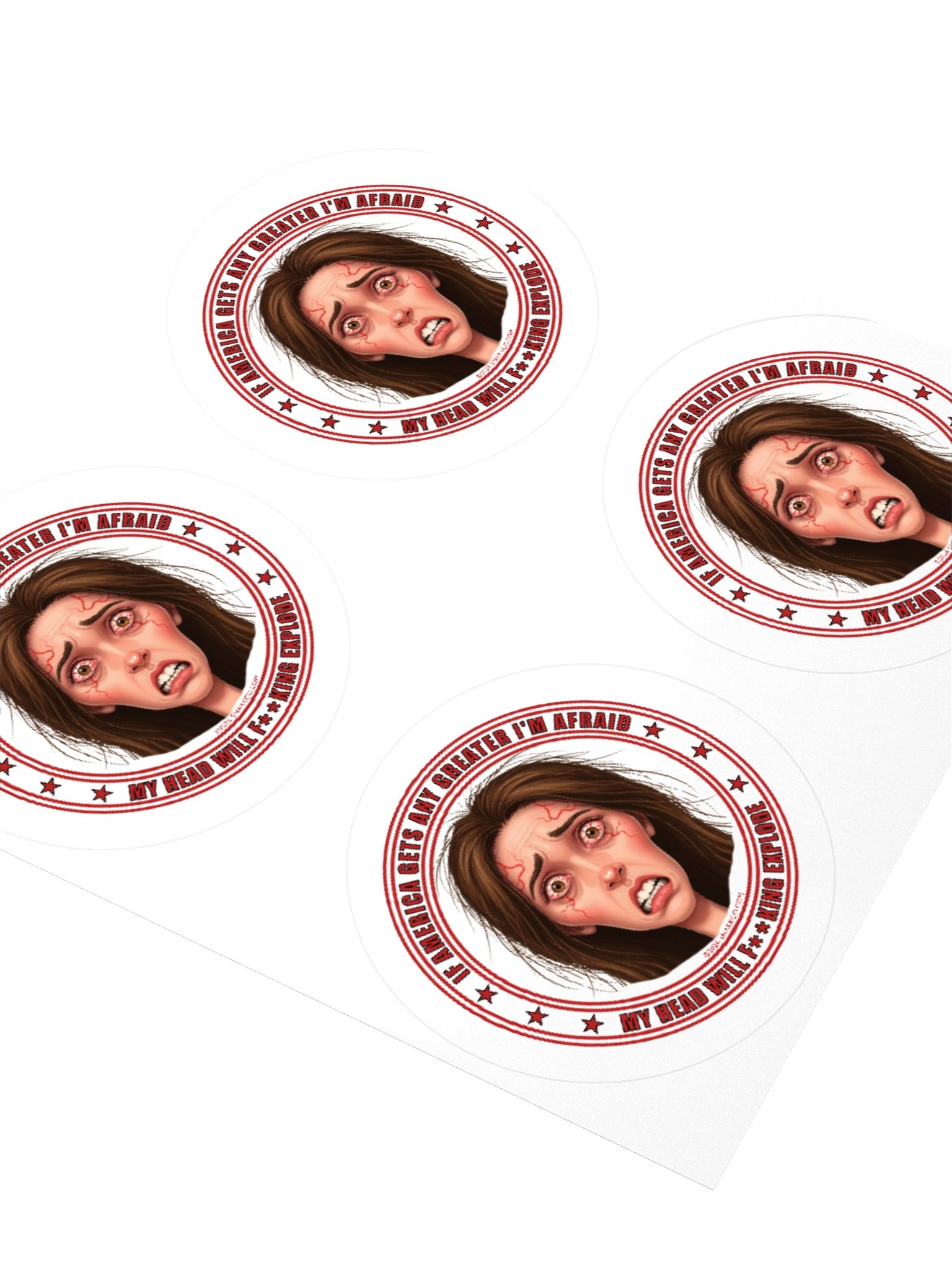 Sticker on white background says: "If America Gets Any Greater My Head Will F**king Explode" product image (8)