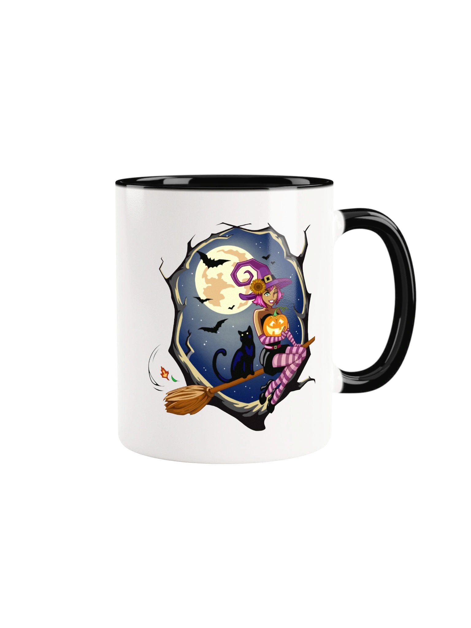 Whimsical Sunflower Witch Ceramic Mug – Cute Cartoon Halloween Coffee Cup product image (1)
