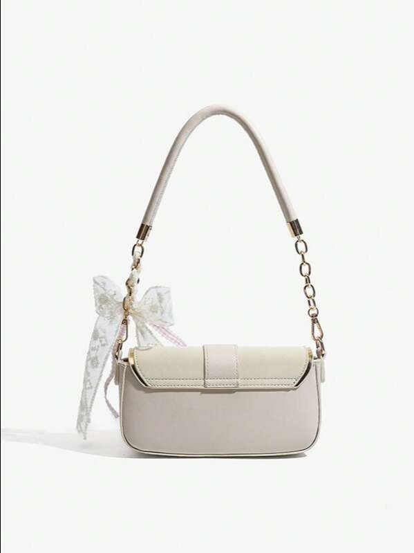 Beige Mini Chain Square Crossbody Bag | Minimalist Rhombus Pattern Shoulder Bag | ADLEST product image (9)