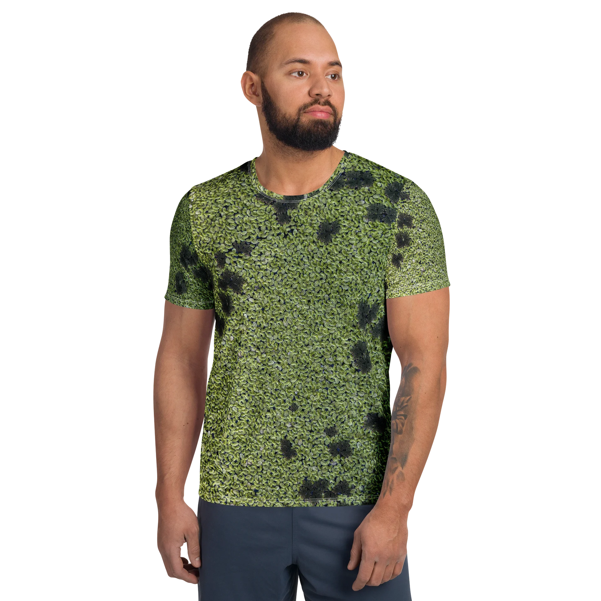 Verdant Life: Green Seeds Athletic T-Shirt | All-Over Print Performance Workout Tee | Earthy Green Moisture-Wicking Gym Shirt product image (1)