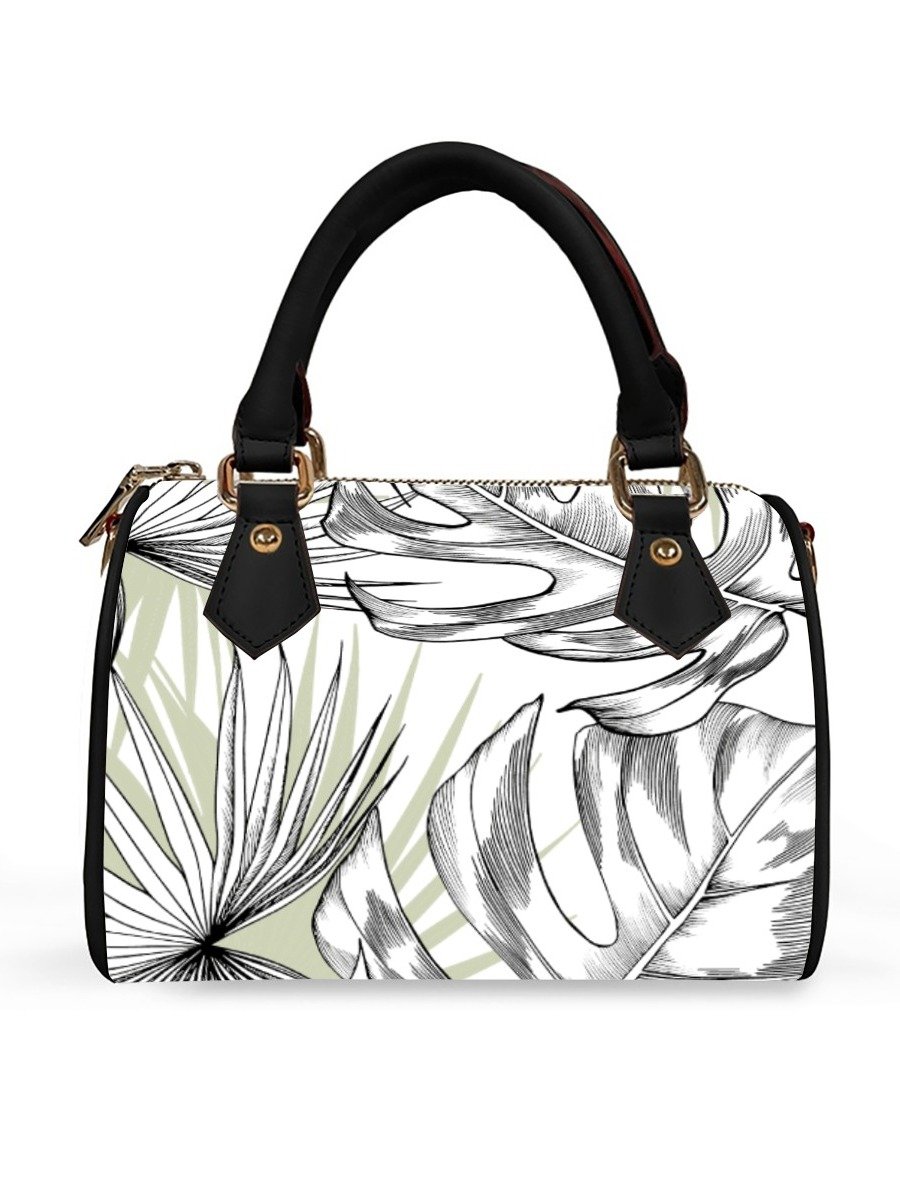 Botanical Line Art Satchel Leather Handbag product image (2)
