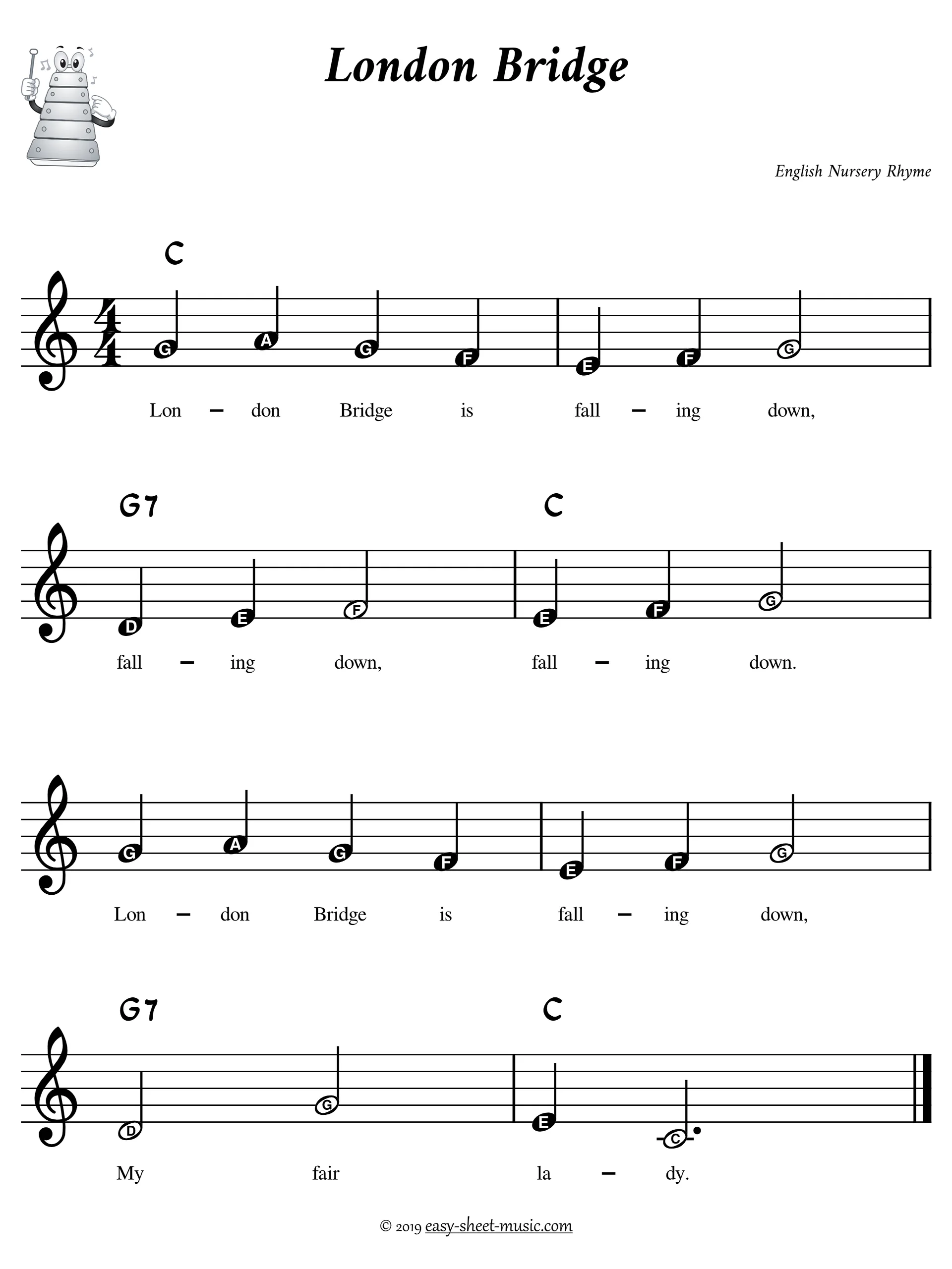 Easy Songs for Xylophone, Glockenspiel & Resonator Blocks: Simple Sheet Music for Kids and Beginners product image (2)