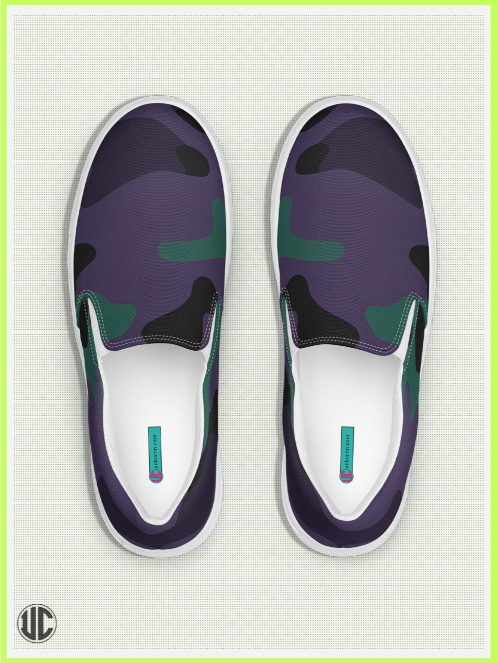 UnkoCon – Midnight Purple Camo Women’s Slip-On Shoes product image (1)