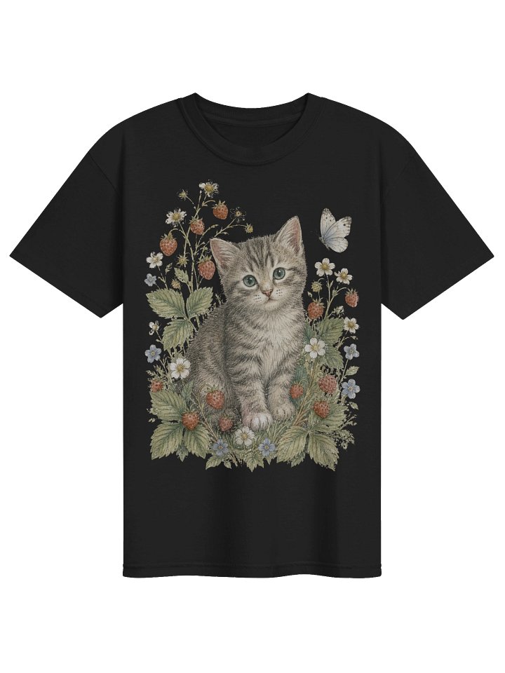 Kitten Strawberry Vintage Graphic Tee, Comfort Colors Cat T-Shirt, Cottagecore Cat Lover Gift, Unisex product image (9)