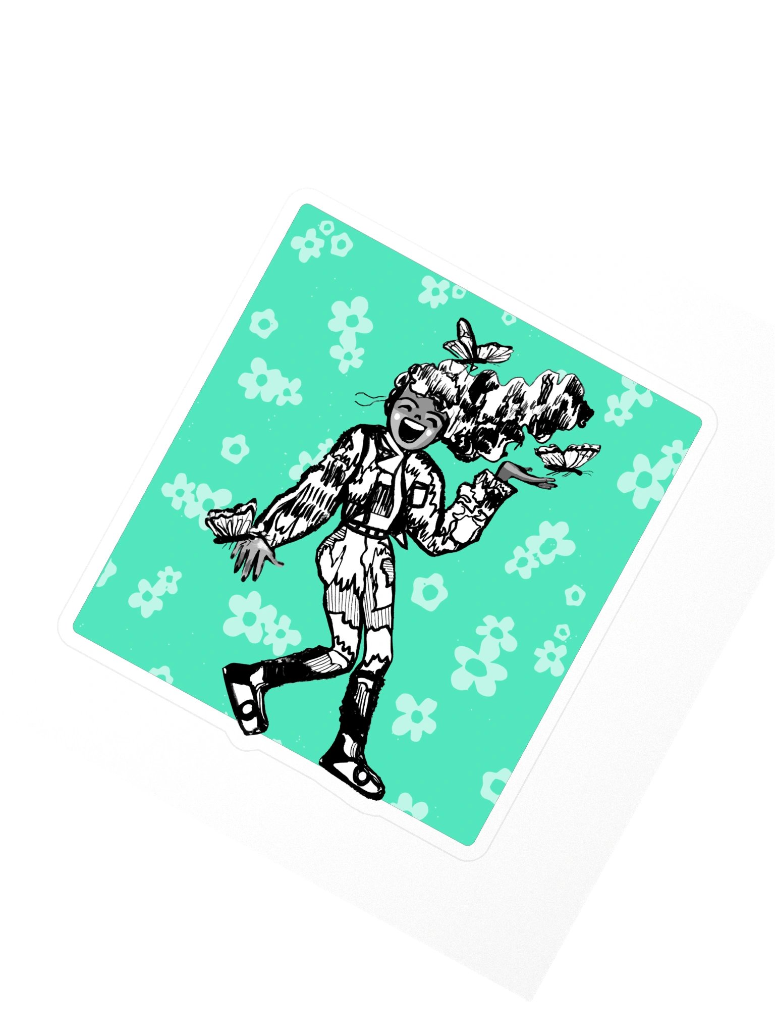 Sticker: girl with butterflies and flowers product image (2)