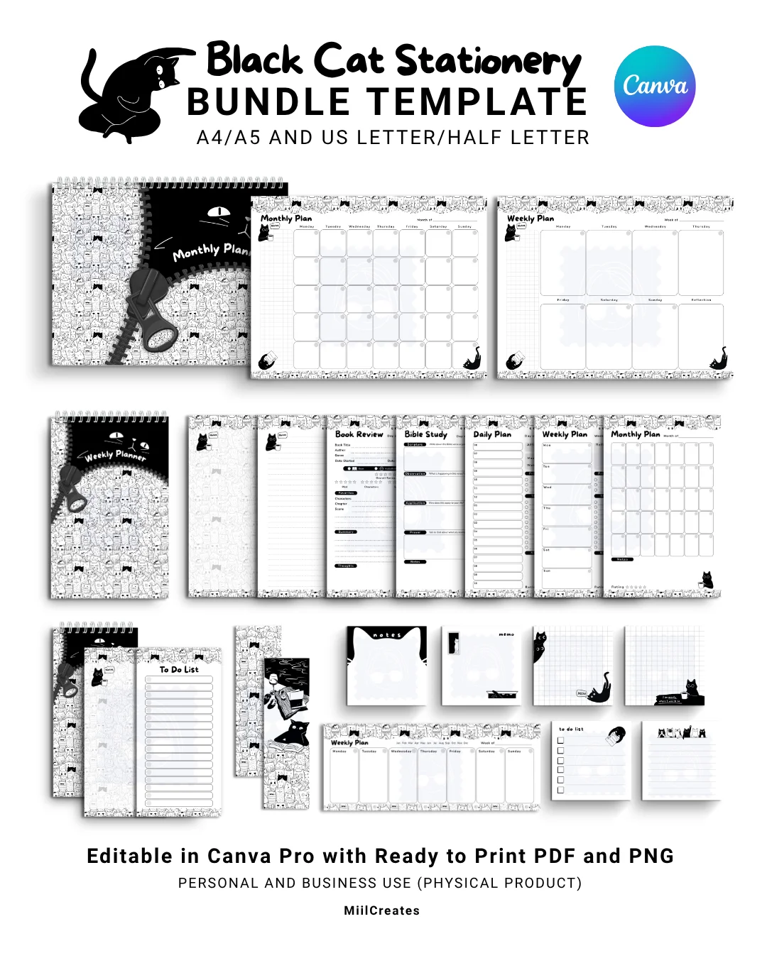 Black Cat Stationery Bundle product image (1)