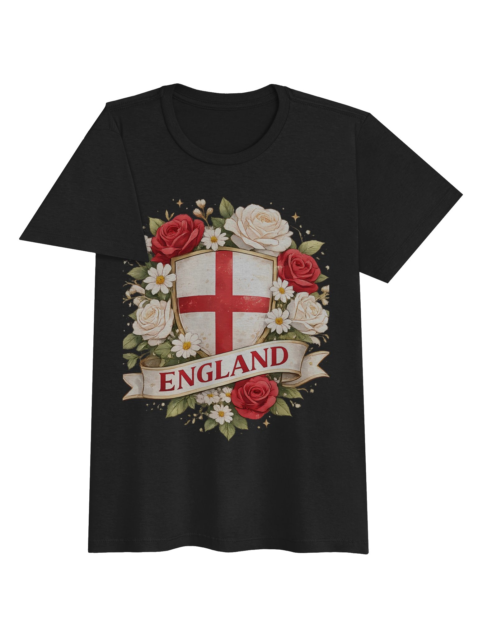 England Heritage Women’s T-Shirt | English Rose & St. George Shield Graphic – Vintage Supporters Tee product image (4)