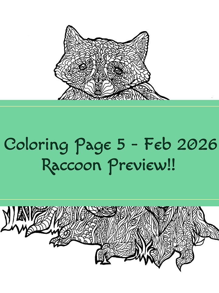 Swirlimal Raccoon February 2026 Colorable Prints product image (1)