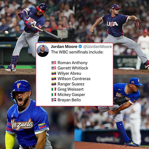 The Red Sox will be well represented in the World Baseball Classic semifinals:

🇺🇸 Roman Anthony
🇺🇸 Garrett Whitlock

🇻🇪 Wily...