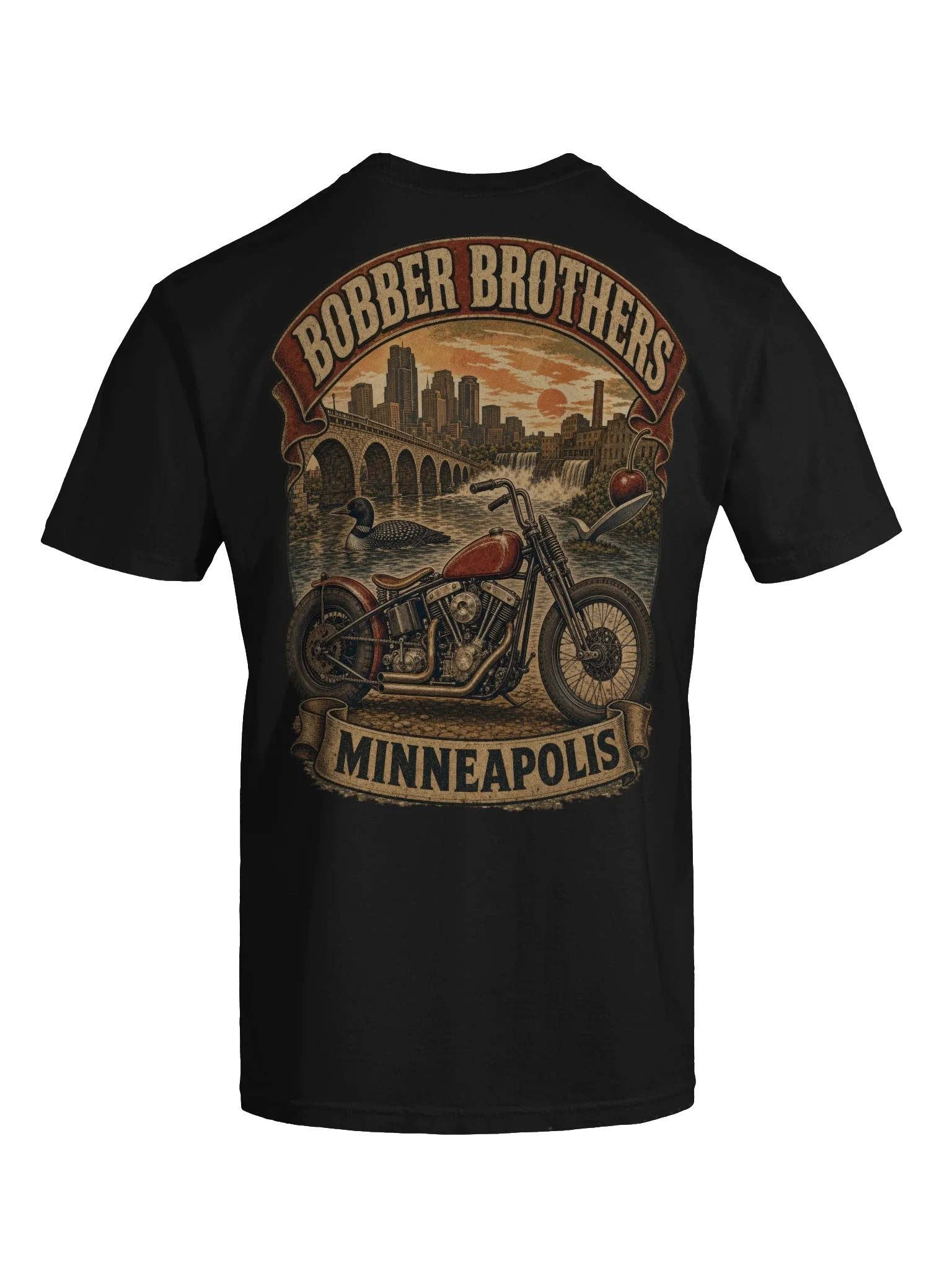 Minneapolis motorcycle t-shirt design by Bobber Brothers