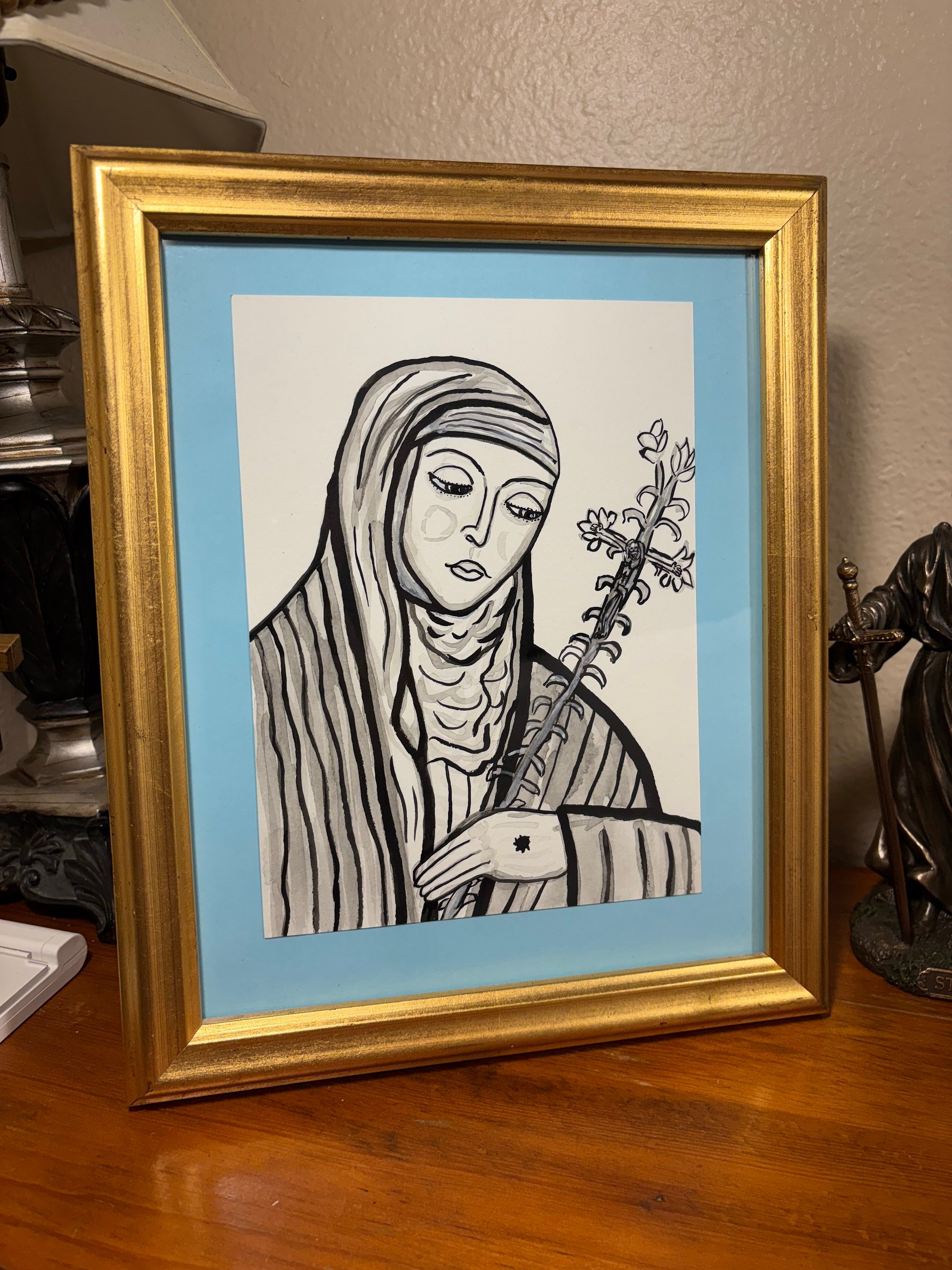 St. Catherine of Siena Framed Ink Drawing product image (7)