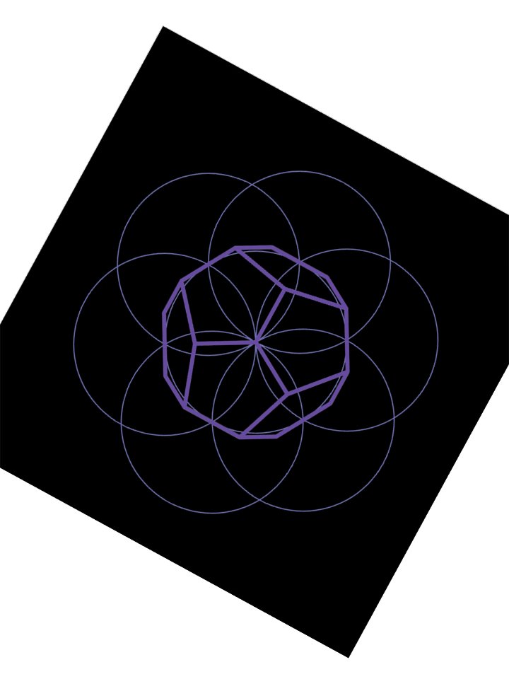 Dodecahedron Square Sticker – Purple with Flower of Life on Black product image (6)