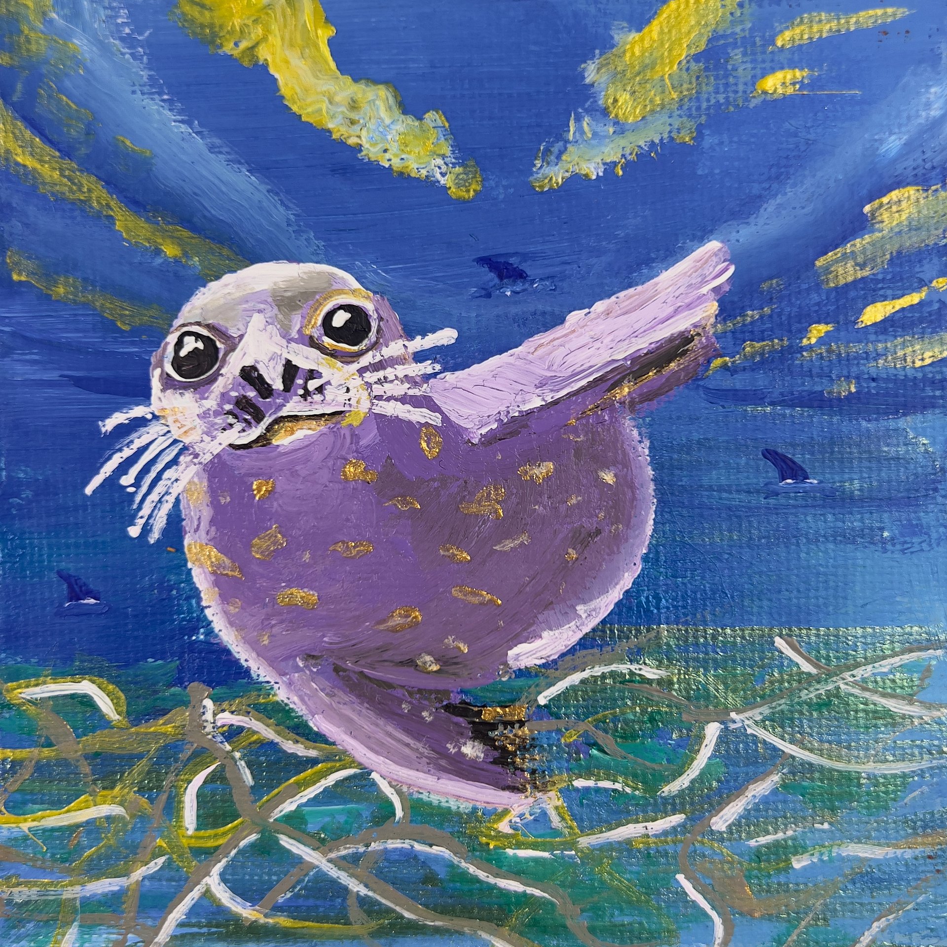 Seal Beneath the Waves — One-of-a-Kind Original Painting product image (1)