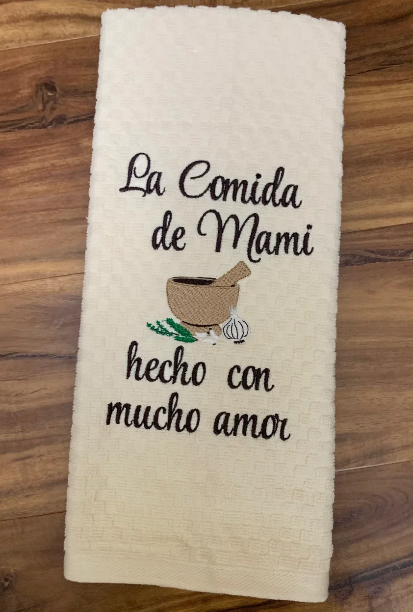 La Comida de Mami Embroidered Kitchen Towel product image (2)