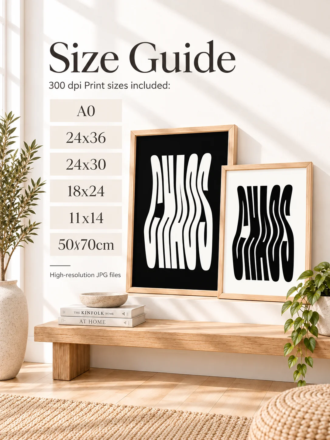 Chaos Typography Poster Black White Wavy Printable Wall Art Retro Monochrome Digital Download Y2K Dorm Decor product image (3)