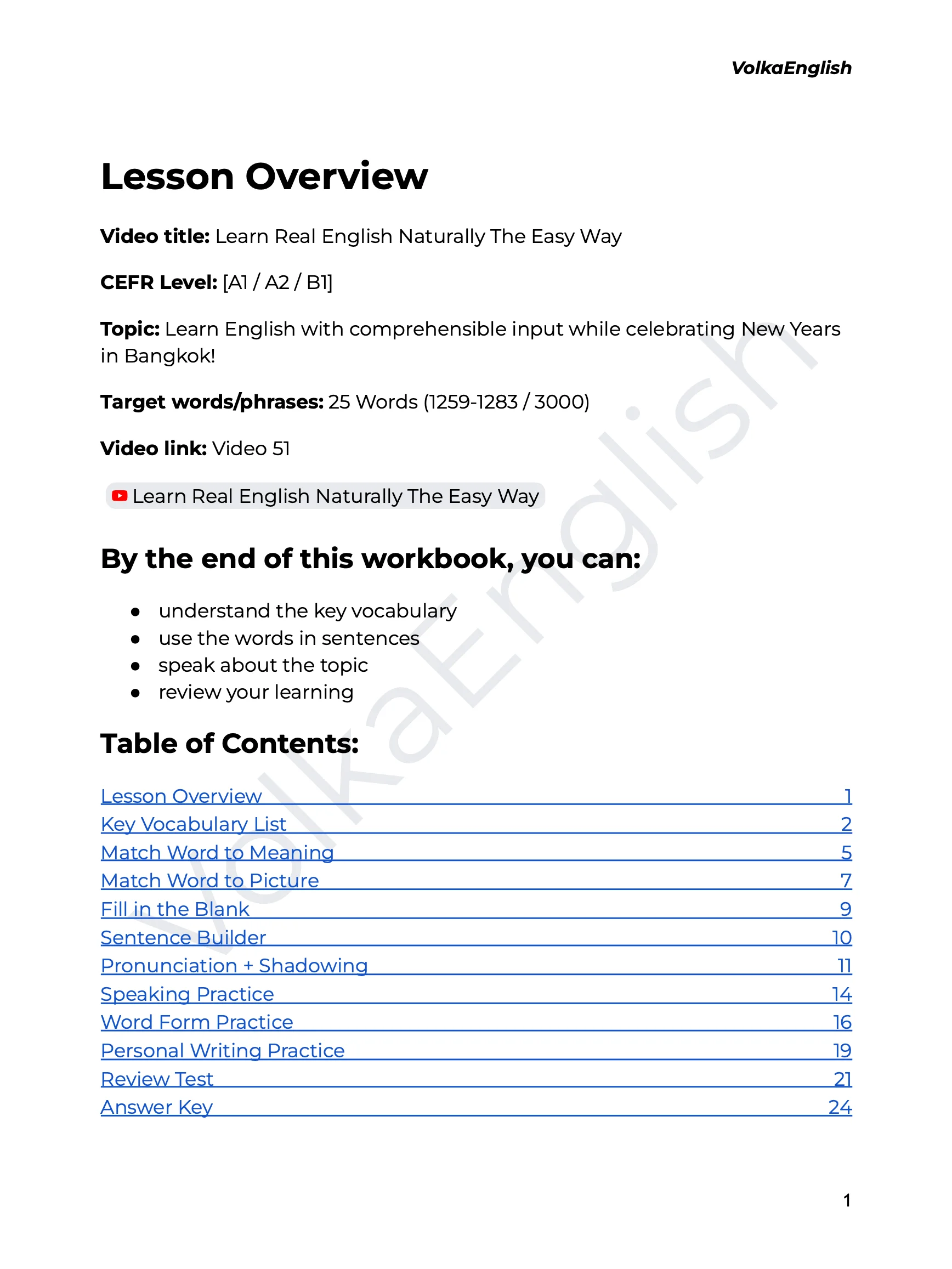 Learn Real English Naturally The Easy Way - Video 51 Study Pack product image (2)