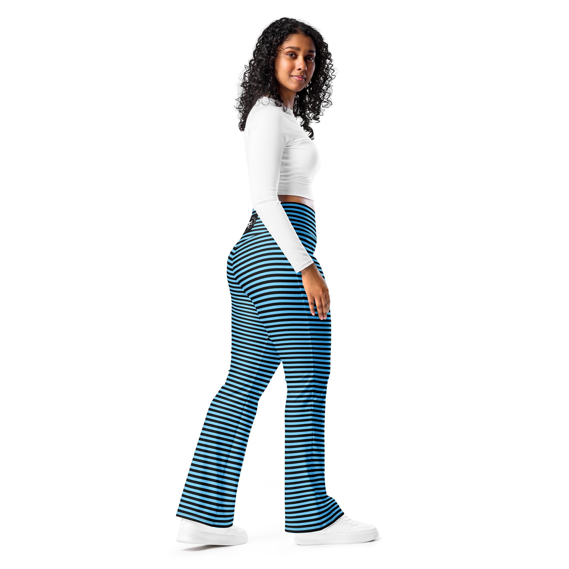 Blue and Blaque Stripped Kat Skull Flares product image (9)