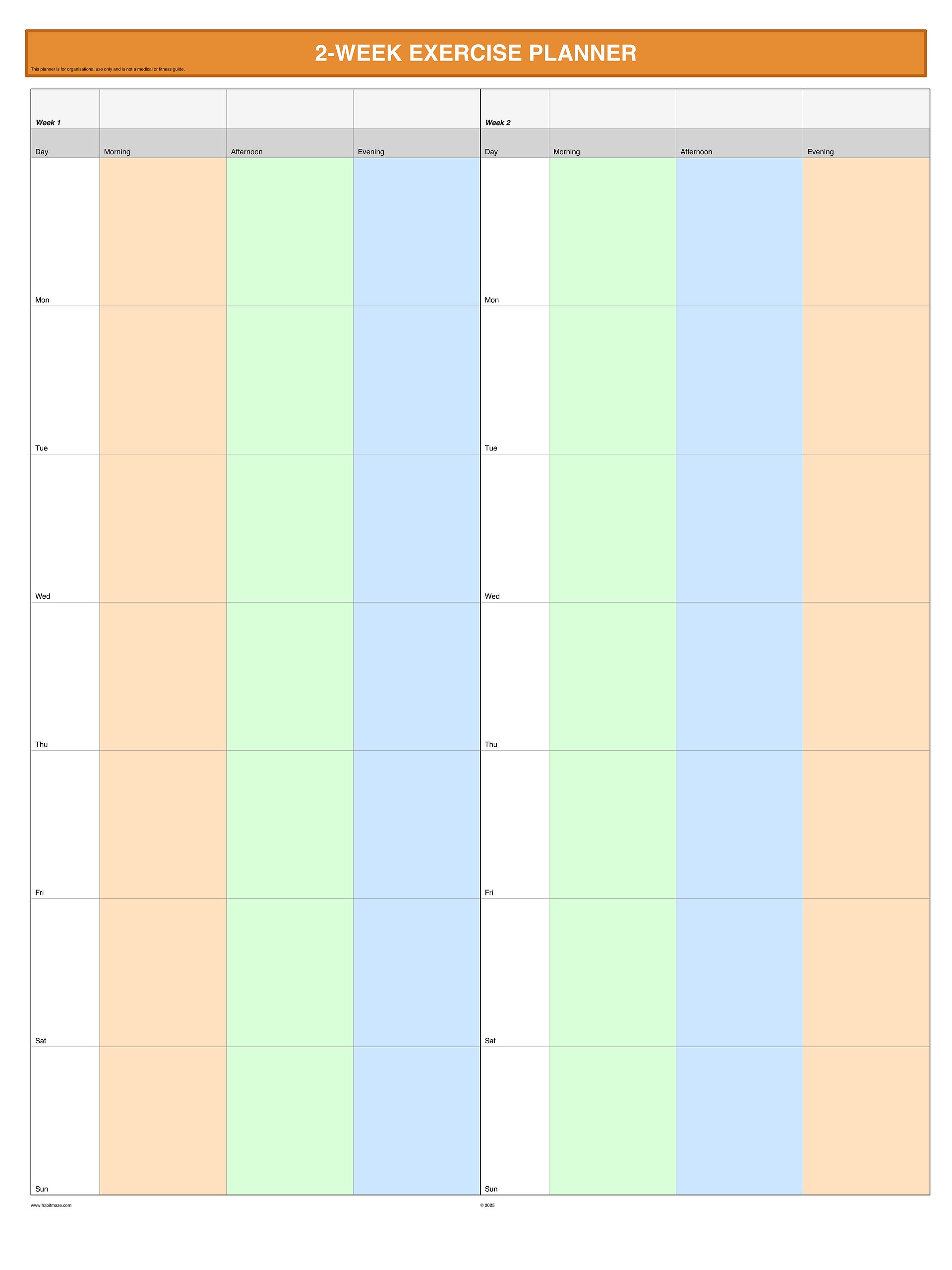 2 Week Exercise Planner product image (1)