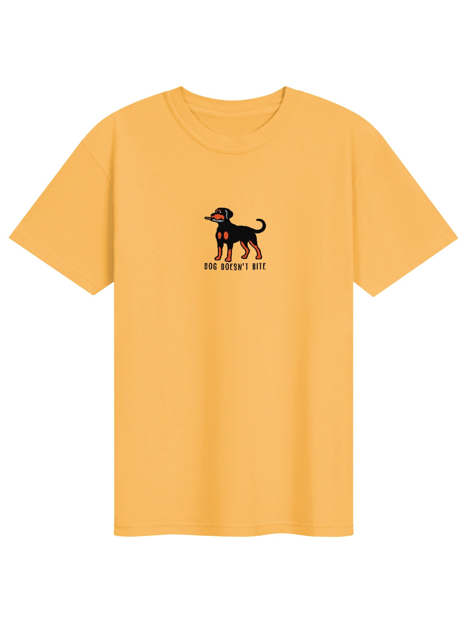 Dog Doesn't Bite Funny Chibi-Style Embroidered T-Shirt for Doberman Pinscher(Black & Tan) Owners product image (73)