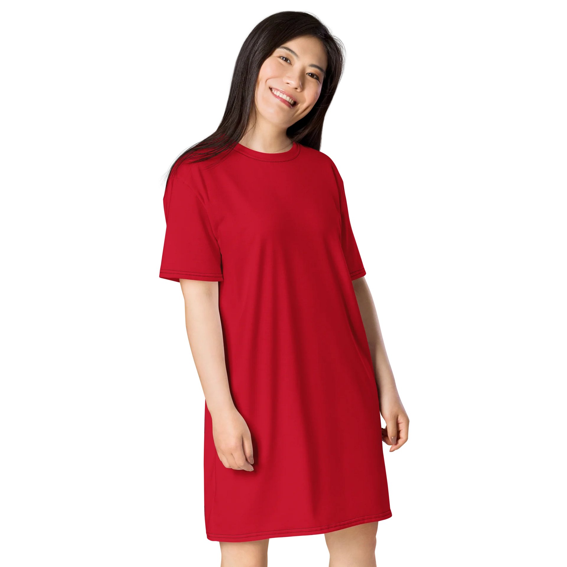 Red Oversized T-Shirt Dress | Stretchy Fabric | Casual or Formal Style | Sizes 2XS-6XL | Exclusive Design product image (4)
